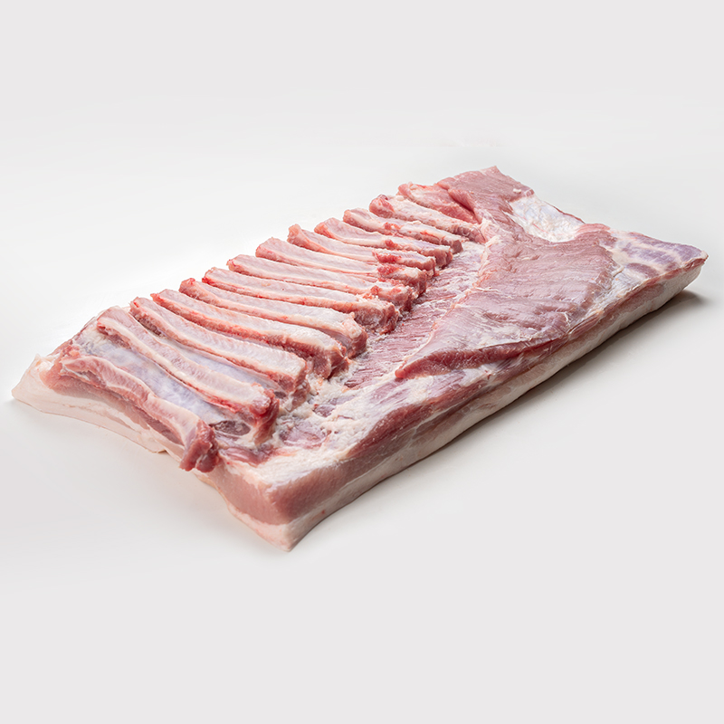 Granjero Feliz lideres en la comercializacion de carne de puerco cerdo single rib belly skin on